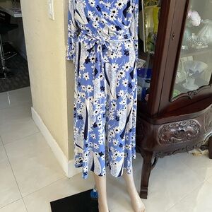 Ralph Lauren Black Label Blue and White Midi Dress